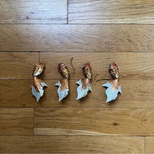 gold color coy fish ornaments (set of 4)